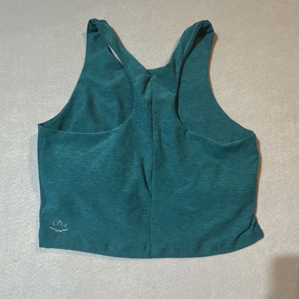 Beyond Yoga Women's Teal Cropped Racerback Scoop Neck Stretch Tank Top Size L - Picture 3 of 5